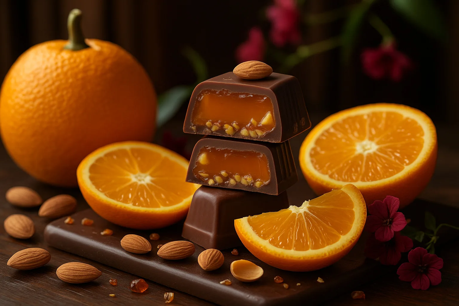Pomarańczowe pralinki z migdałami i galaretką low carb