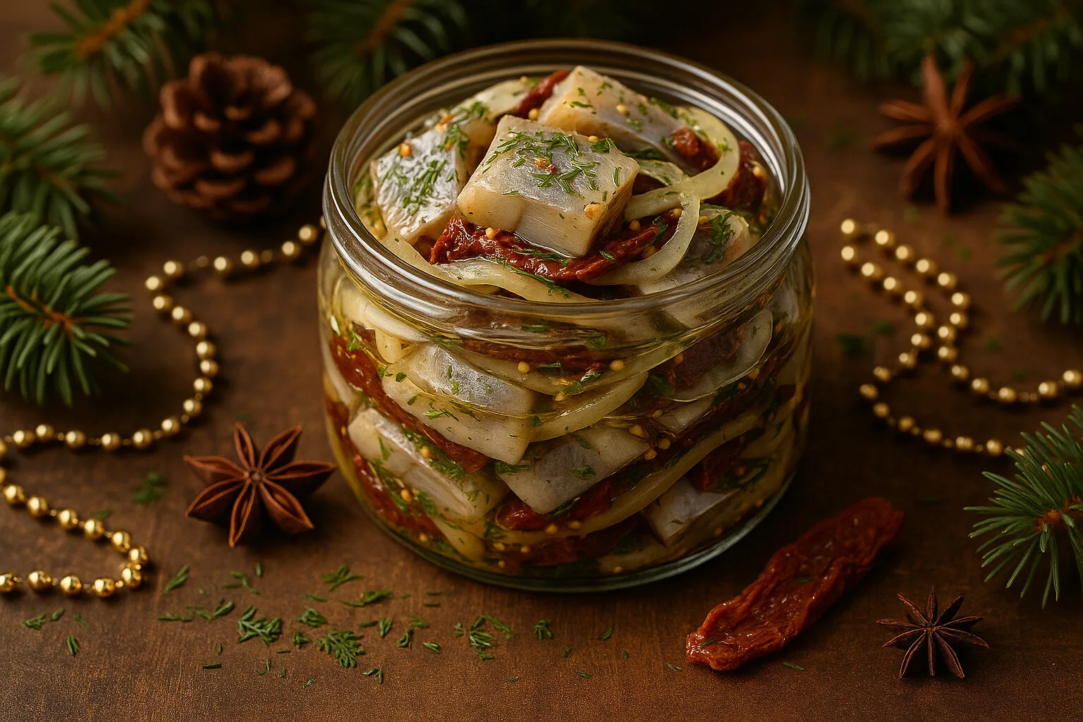 Śledzie z suszonymi pomidorami i musztardą – wersja low carb