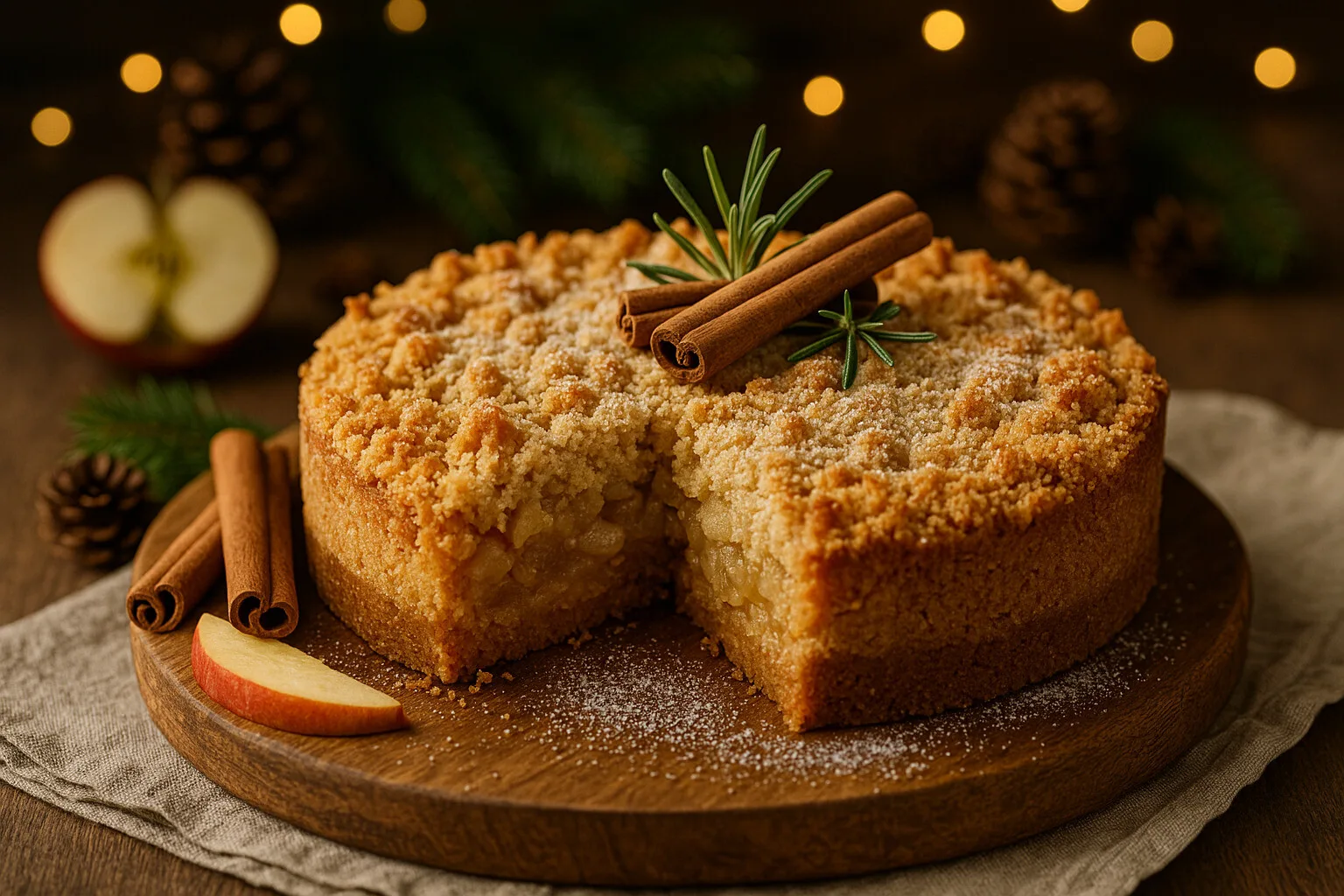Świąteczna Szarlotka Low Carb z kruszonką – aromatyczna, wilgotna, bez cukru