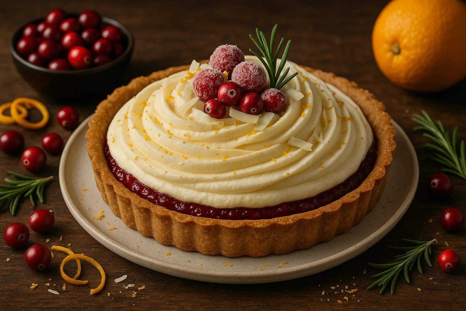 Świąteczna Tarta low carb z Żurawiną i Lekką Chmurką Kremu