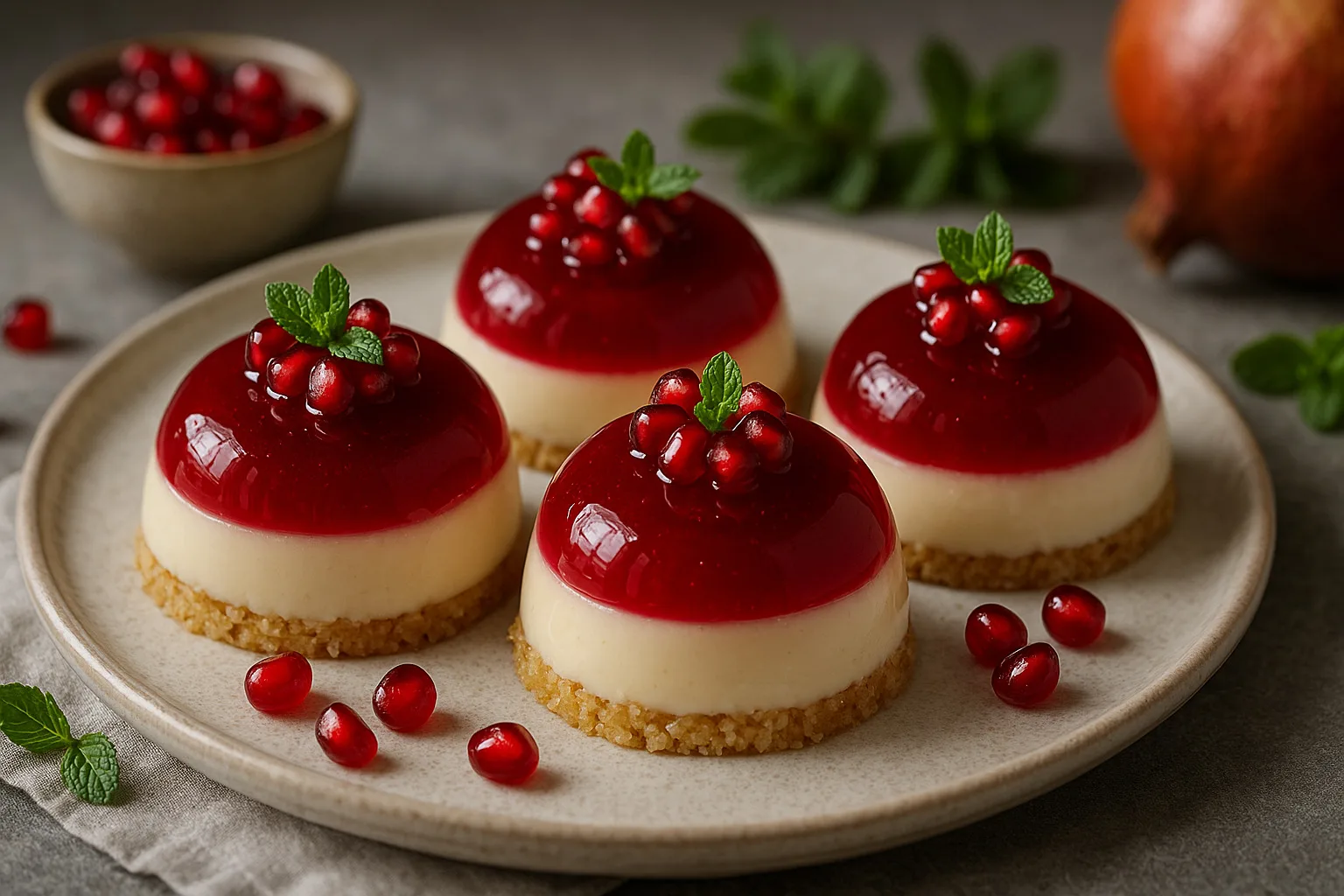 Dwuwarstwowa panna cotta z galaretką z granatu — lekki, świąteczny deser low carb