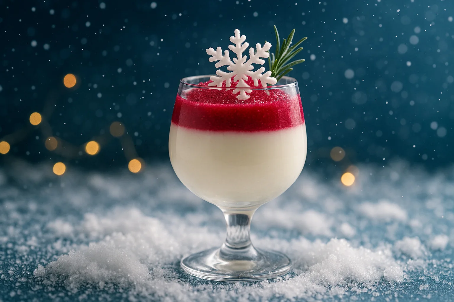 Śnieżna panna cotta low carb z musem żurawinowym – idealna na sylwestra