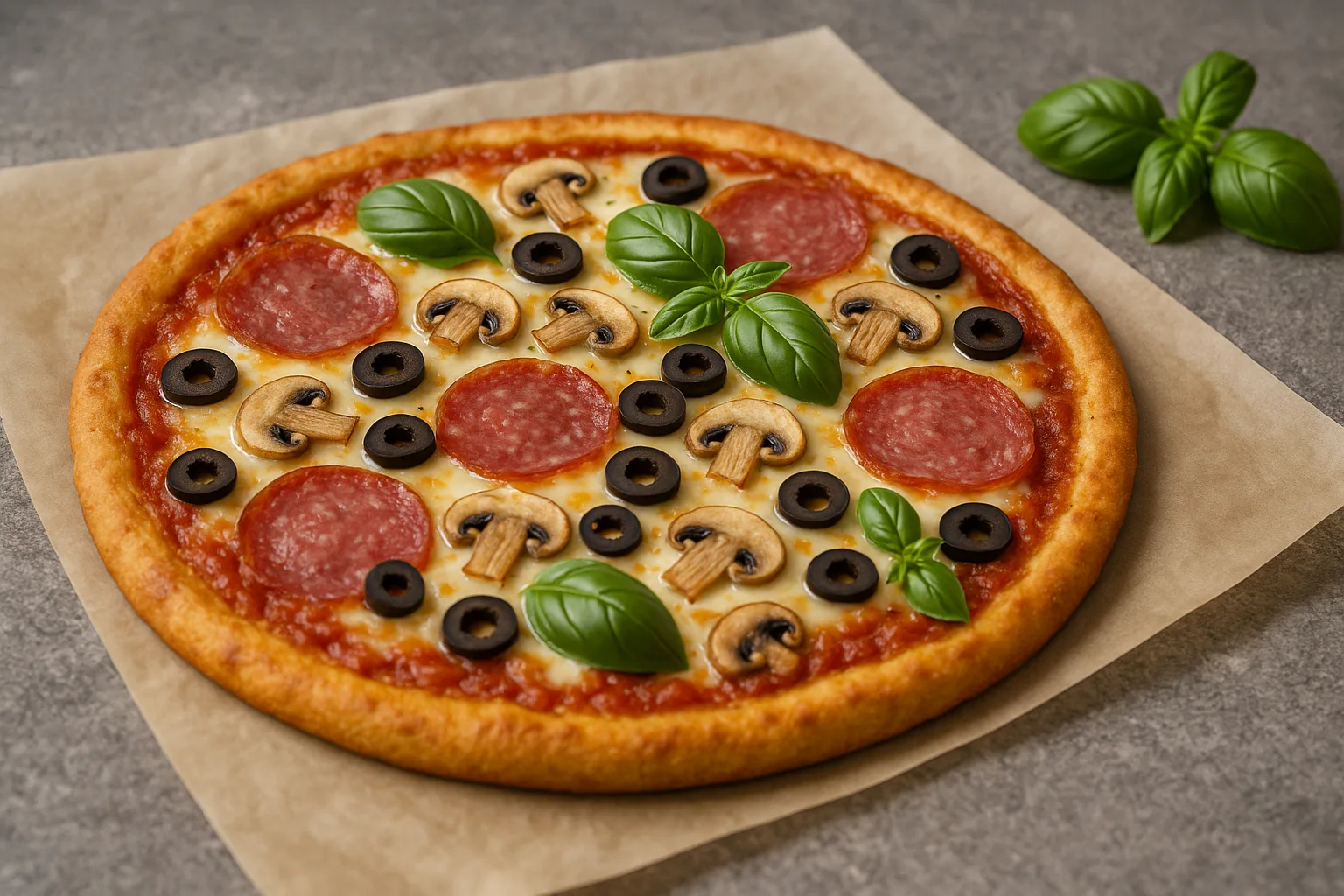 Pizza keto na serowo-migdałowym spodzie