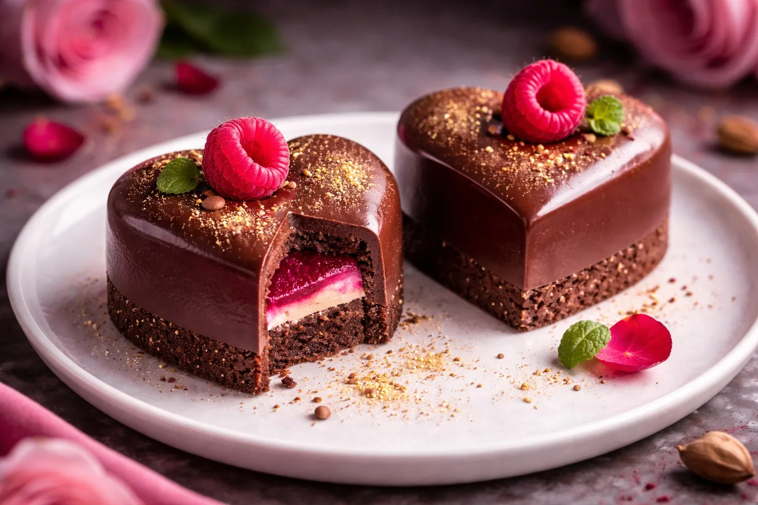 Musowe serca z czekolady i malin – 2 porcje low carb