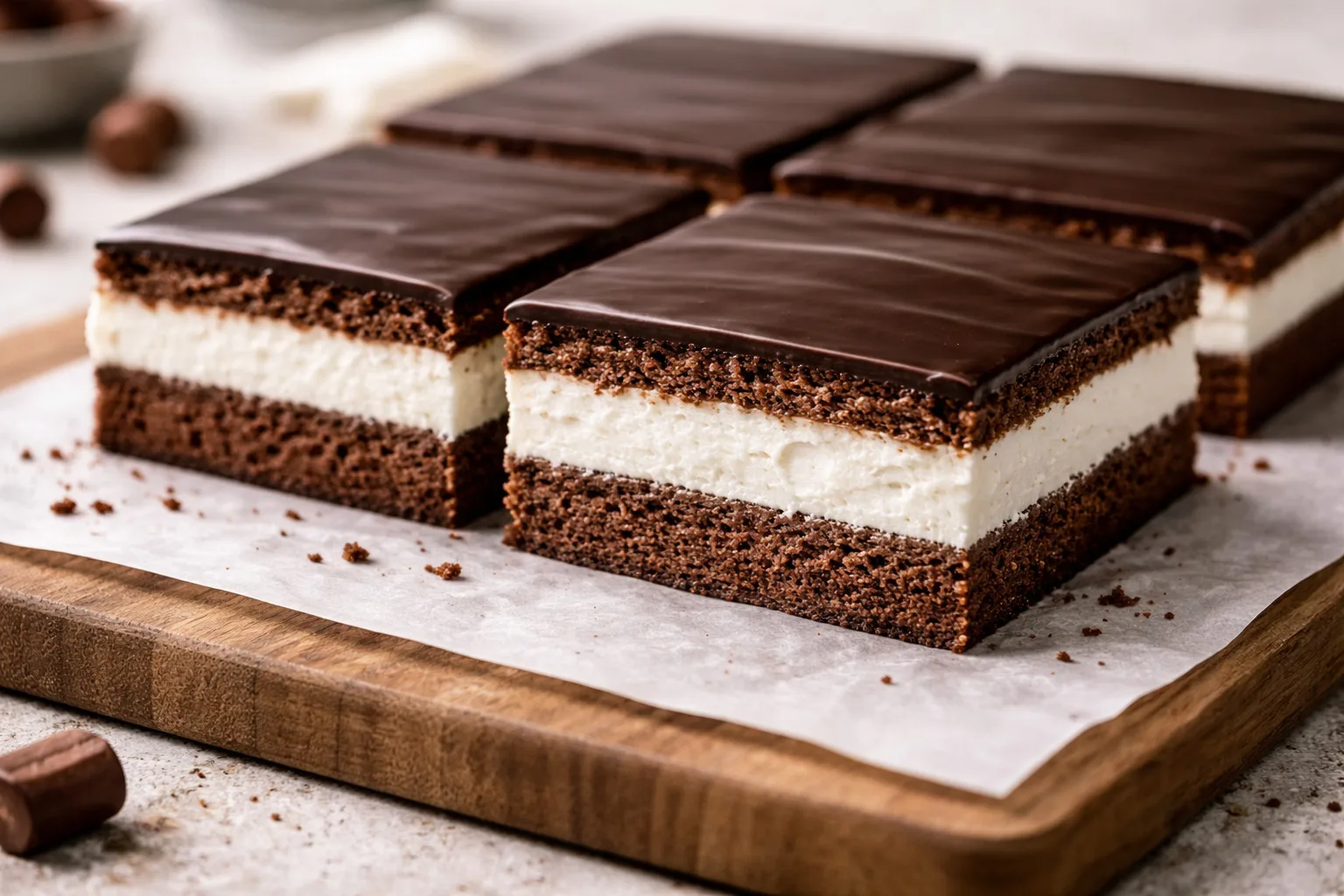 Kinder Pingui bez cukru – ciasto low carb z kremem i czekoladą